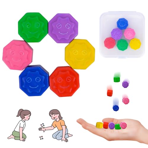 Vibbang 6Piezas Juego Coreano Gonggi, Traditionelles Koreanisches Spiel, Gonggi Jack Stone Pebbles Set, Juego de Atrapar Piedras Juguete para Entrenar la Coordinación Ojo-ManoPiedra para Niño