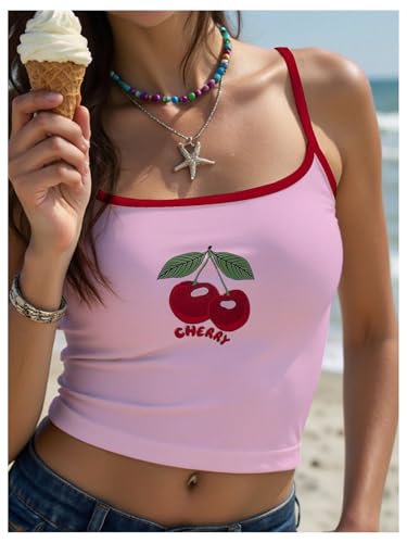 SHENHE Girl's Y2k Coquette Top for Teens Spaghetti Strap Tank Summer Cute Going Out Crop Cami3