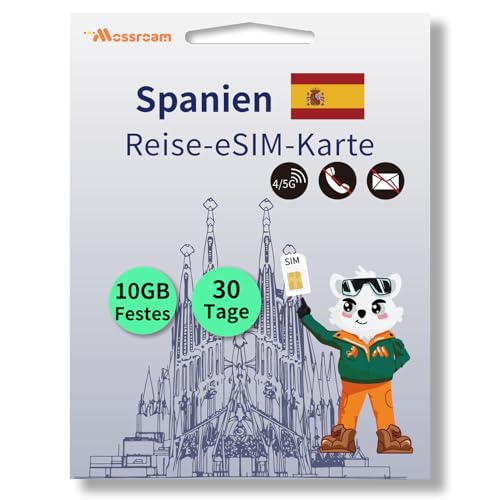 Spanien Prepaid Daten SIM Karte 10 GB Festnetz 4/5G LTE High-Speed Daten für 30 Tage mit Hotspot