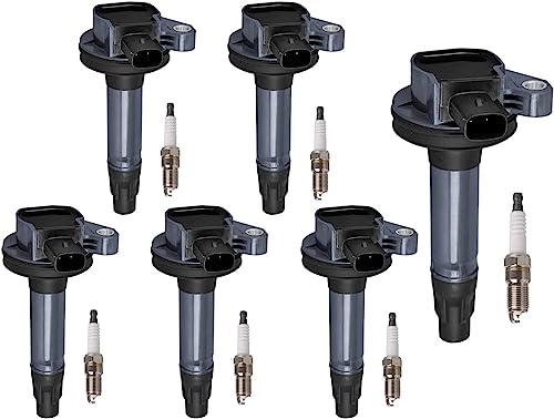 Yoshi Motors Pack Of 6 High Performance Ignition Coil With 6 Iridium Spark Plug Replacement For Ford Lincoln Mazda Mercury 07-14 Mkz Mkx Mkt Edge Sable Taurus Cx 9 Cx-9 6 Flex Sable 3.5 3.7 V6 #TOP24