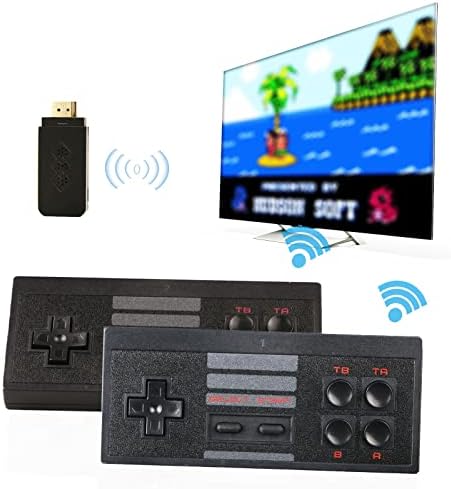 Trovono Wireless Retro Game Console with 1500 Classic Video Games, Plug and Play Video Handheld Game Console, HDMI HD Output for TV with Dual 2.4G Wireless Controllers Gift Choice for Children Adults