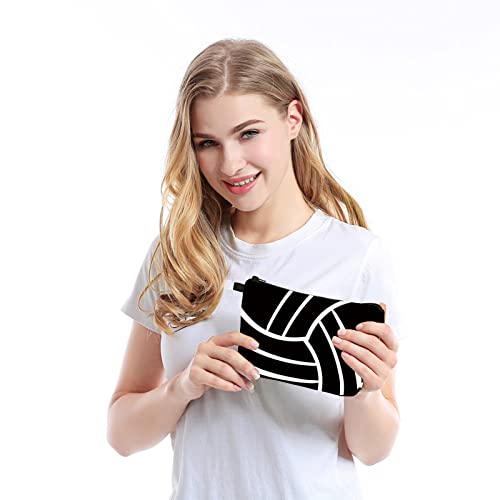 Jom Tokoy Makeup Bag Black And White Water Resistant Cosmetic Bag Volleyball Gifts Pencil Pouch (Volleyball - 3) #TOP3