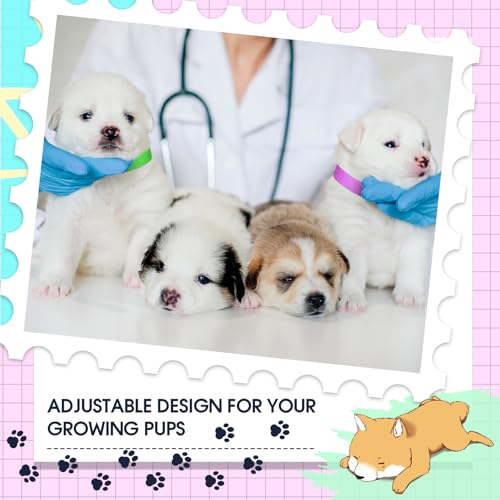 Image of Nezyo 300 Count 18.5 Inch Puppy Collars Paper Dog Collars Whelping Collars Puppy ID Collars Colored Adhesive Pet Identification Collars for Newborn Small Pet Dog Cat,10 Colors