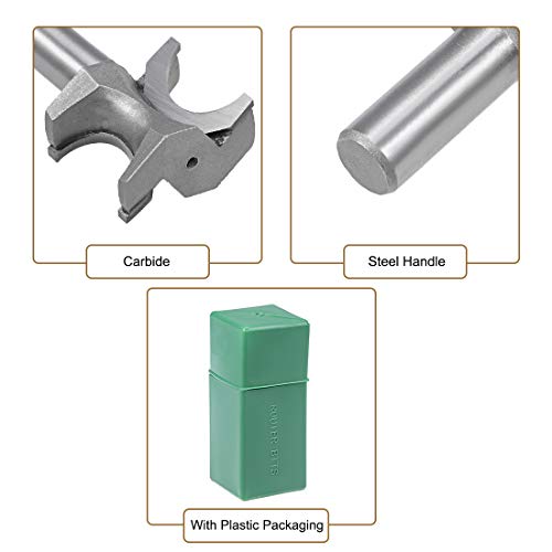 Uxcell Router Bit 1/2 Shank 7/8 Inch Dia Half Round End Mill, 2 Flute Bull Nose Grooving Carbide For Woodworking Engraving Edge Trimmer #TOP3
