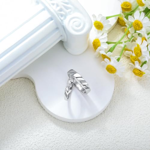 Personalized Engraved Diamond Couples Rings Wedding Band Sets For His & Hers 10K 14K 18K Gold/Sterling Silver Engagement Ring Anniversary Valentine's Day Christmas Birthday Jewelry Gift2