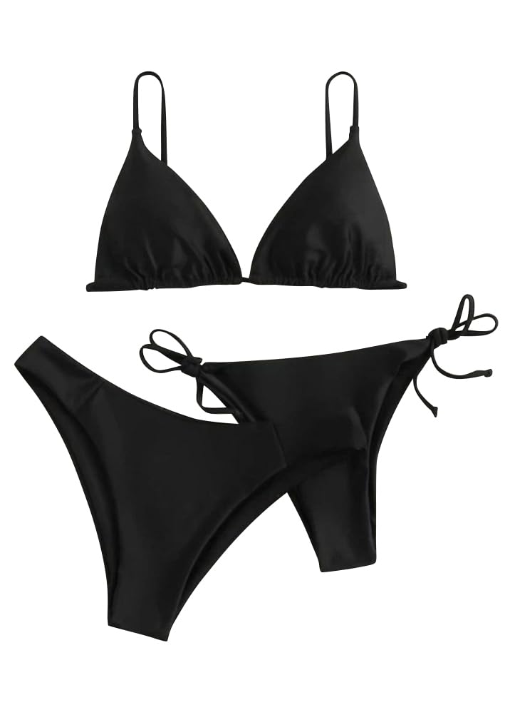 ORANDESIGNE Conjuntos de Bikinis para Mujer Traje de Baño Conjunto de Bikini 3 Piezas con Relleno Push Up Conjunto Bañador Dos Piezas Triangular Busto Ajustable Talle Bajo Bikini