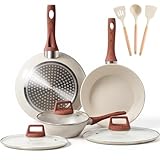 Juego de 9 Sartenes con Recubrimiento Antiadherente, Bateria de Cocina Con Tapas, Sartén para Freír con Mango Resistente...