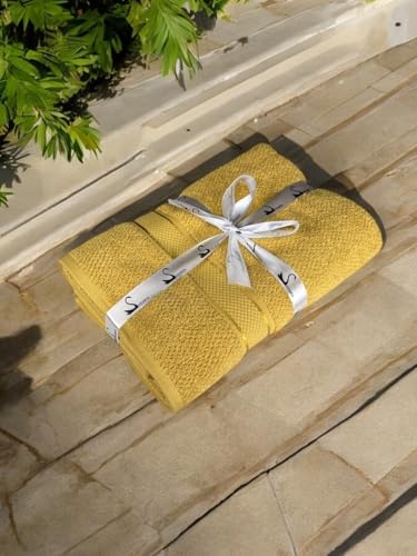 Image of SENSES By Riba Cotton Towels for Bath 550 GSM - Mustrad, 1 Pc | Super Soft, Large Size, Absorbent, Lightweight, Antimicrobial, Low Linting