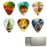6枚セット 厚さ0.71mm ギターピック オリジナル柄 セルロイド製 多色セット アコースティックギター エレキギター 両用 初心者 上級者対応 (クリスマス01, 厚さ0.71mm)