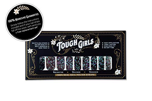 | 20 Exquisite Gel Nail Polish Strips w/Application Accessories - No UV/LED Lamp Required (Black & Sparkles)