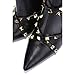 Cape Robbin Ines Sexy Stiletto Sculpted High Heels Booties for Women, Pointed Toe Ankle Booties with Gold Studs - Black Size 10