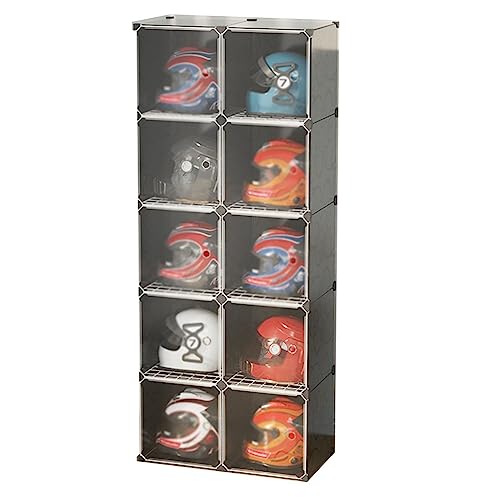 Motorcycle Helmet Display Stand Storage Cabinet Dust proof Rack for Motorcycle Electric Bike Helmet Clothing Bags Books (Black 72x36.5x180cm)