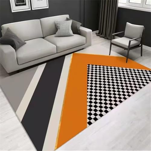 Tapis anti-dérapant 100x160cm orange gris noir pour entrée et sol enfant