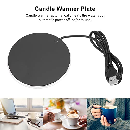 Coffee Mug Warmer, 55C Smart Constant Temperature Candle Warmer Plate with Auto Shut Off, USB Powered for Home Office Desk Use (Silver)