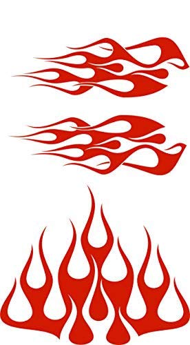 Image of STYLE1 Multi-Color Flame Decal Kit Golf Cart, UTV, RC, ATV, Mower, Motorcycle Tank (A - Small, DG23-031 RED)
