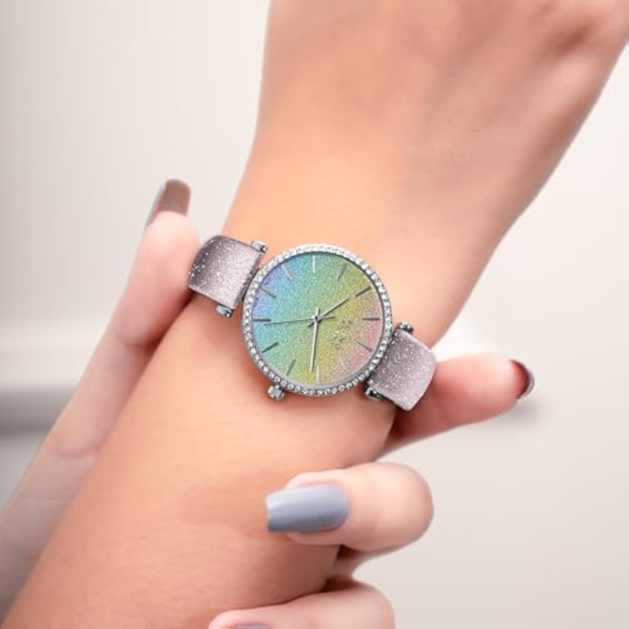 Women's Fashion Forward Diamond Studded Bezel Watch