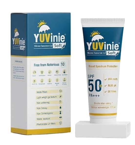 YUVinie Soft Silicone Sunscreen Gel SPF 50+ PA+++ | Broad Spectrum Protection Against UVA, UVB, Blue Light & IR | Lightwei...