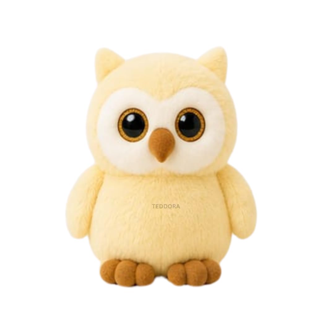Shiny Owl Soft Toy for Girls Boys Kids Cute Forest Bird Plush Bright Eyes Soft Fabric Body Cuddly Design Room Decor Animal Toy Play Companion Collectible Gift Item | Butter-picture-11