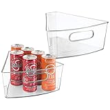 mDesign Kitchen Cabinet Lazy Susan Storage Organizer Bin with Front Handle - Small Pie-Shaped 1/8 Wedge, 4
