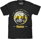 Tee Luv Men's Pacifico Beer Shirt - Live Life Anchors Up Nature Graphic T-Shirt, Black, L