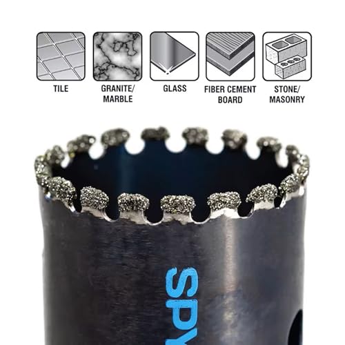 Spyder 1-1/2-Inch Diamond Edge Hole Saw Bit, for Glass, Tile, Marble, Granite, Cement Board, Masonry and More (600859) - Thumbnail 4