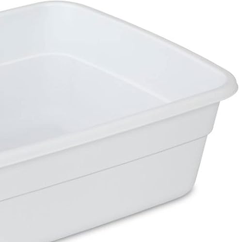 Miniatura 4 de Sterilite Recipiente pequeño rectangular de plástico reforzado resistente, de 8 cuartos de galón, para platos y lavandería, color blanco (paquete de