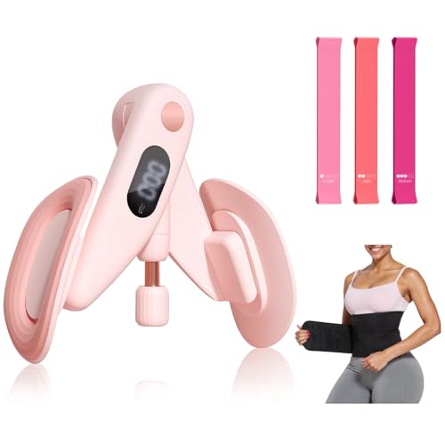 Mexlyca Thigh Master Thigh Exerciser for Women LED Pelvic Floor Exercise Devices Inner Thigh Exercise Equipment with Resistance Bands and Long Waist Bands User Guide for Women Home Gym