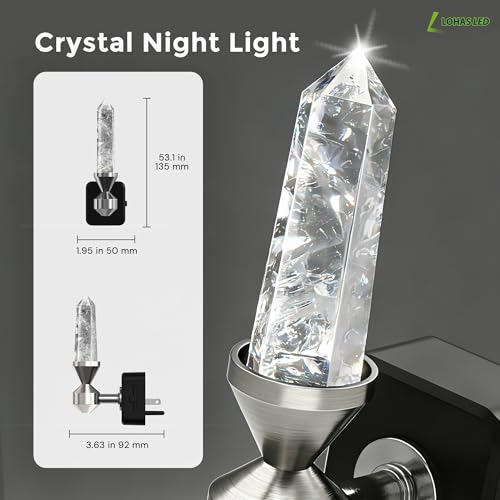 Image of L LOHAS LED Night Light: Night Lights Plug into Wall, Dimmable Night Light Aesthetic Crystal, Warm Light 3000K, Dusk to Dawn Sensor, Healing Stone Decorative Nightlight for Home Living Room