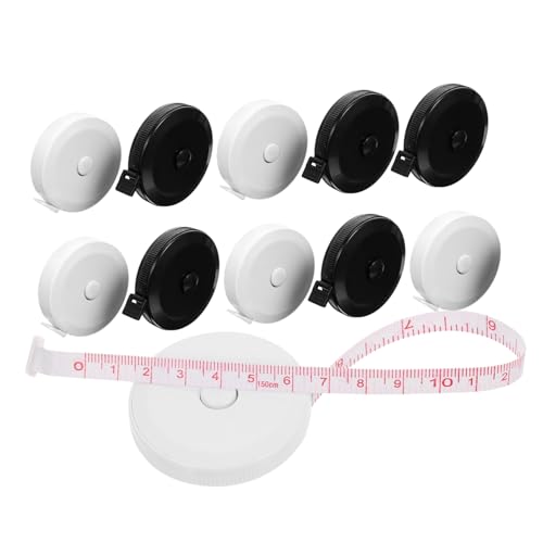 KALLORY Body Measurement Tape 10pcs Small Retractable Plastic Push-Button for Sewing Tailoring Waist Portable Automatic