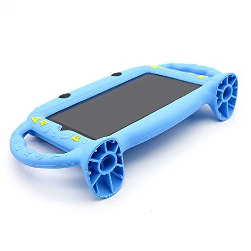 Kids Proof Case For Samsung 7 Inch Tablet Galaxy Tab A/3/3 Lite/4/E Lite 7.0-Chinfai [Cartoon Robot Series] Silicone Handle Stand Case Cover For Tablet Sm-T280/T113/T230 (Blue) #TOP3