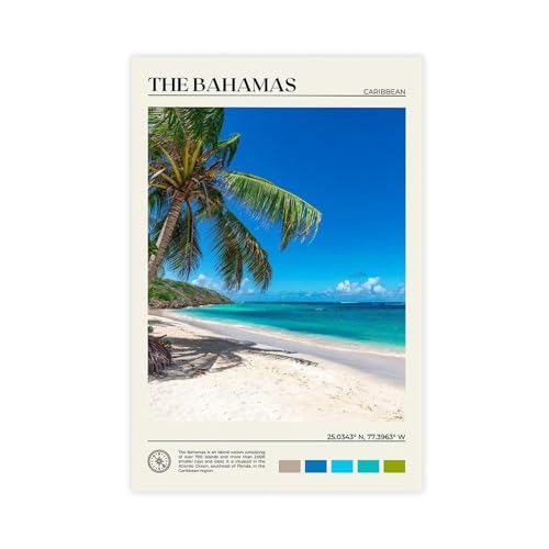 Bahamas Tropical Palm Beach White Sand Turquoise Water Island Art Poster