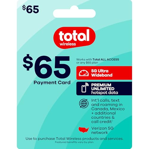 Total Wireless $65 Payment Card | Redeemable Value for Total All Access Plan
