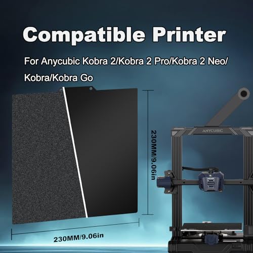 Image of 230x230mm Black Build Plate for Kobra 2 /Kobra 2 Pro /Kobra 2 Neo /Kobra /Kobra Go, Double Sided Textured PEI+Smooth PEI Flexible Spring Steel Platform Heated Printing Bed for Anycubic 3D Printer