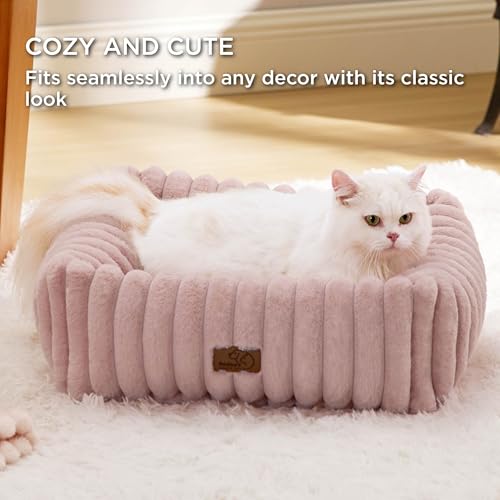 Image of Bedsure ComfyFleece Dog Bed for Small Dogs & Cats Washable，20in Blush Pink