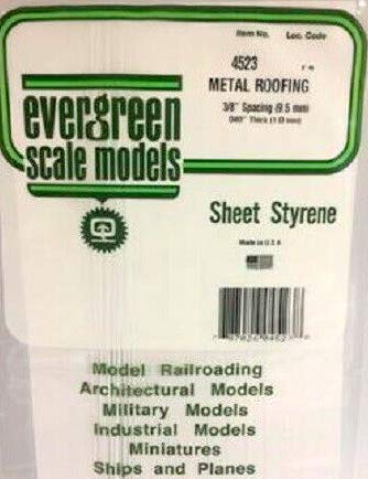 Evergreen Tôle Ondulée Pliée 4523 - 1 X 150 X 300 Mm, Pas De 9,50 Mm - Pour Modélisme Et Maquettes