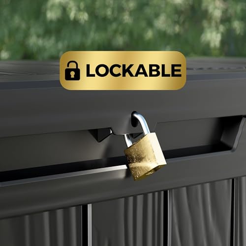 image for TARKARI 80 Gallon Lockable Resin Deck Box, Waterproof & UV-Resistant O