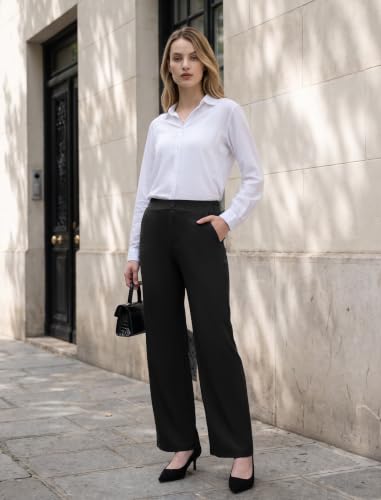 JEKAOYI Womens High Waisted Wide Leg Dress Pants Stretchy Work Slacks Black - image 3