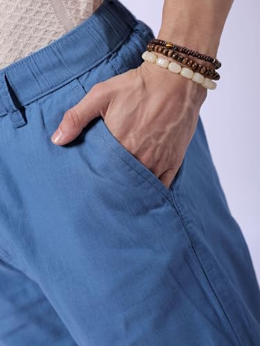 Image of The Indian Garage Co Men Relaxed Fit Solid Mid-Rise Elasticated Trousers