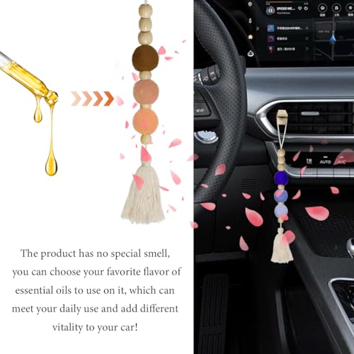 Image of 6 PCS Felt Ball Car Diffuser, Hanging Tassel Diffuser Car Air Freshener Bead Aromatherapy Diffuser, Car Vent Clip Essential Oil Diffuser, Car Interior Decorative Charm (Normal)