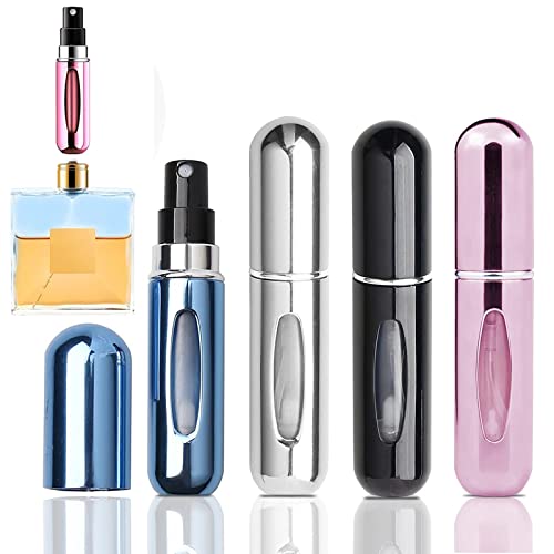 XOPOZON Lot de 4 Vaporisateur Parfum Vide, Atomiseur de Parfum Rechargeable, 5ml Flacon Parfum Vide Mini Portable Vaporisateur pour Femmes et Hommes