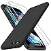Dssairo [3 in 1 for iPhone SE case 2022/3rd/2020/2nd gen, iPhone 7/8 case，with 2 Pack Screen Protector, Liquid Silicone Ultra Slim Shockproof Protective Phone Case [Microfiber Lining] (Black)