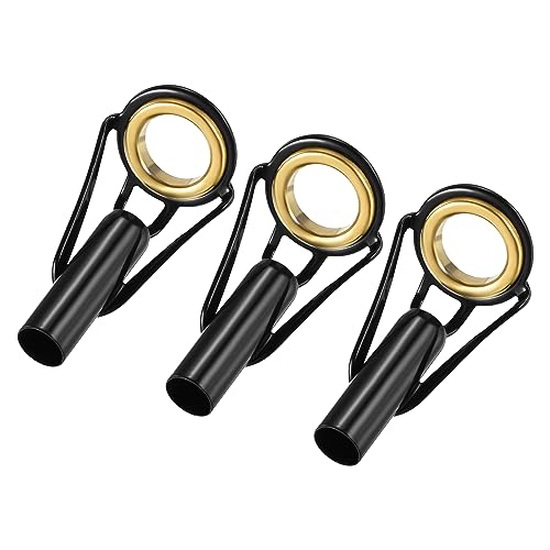 M METERXITY 3 Pack Fishing Rod Tips Repair Kit - Stainless Steel Ring Guide Replacement, Corrosion-Resistant, Apply to Fishing Rod (4.6mm Tube Dia, Black)
