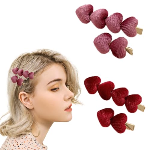 4 Pieces Sweet Heart Hair Clip Valentine Hair Clip Hairpin