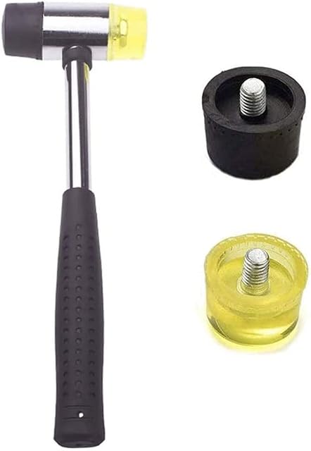 25mm/9.84in Rubber Mallet Double-Sided Soft Hammer Manual Rubber Hammer for Repair Leather Jewelry Handicrafts Home Improvement with 2 Hammerhead