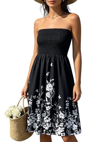Image of Zyyfly Womens Summer Beach Dresses Strapless Cover Ups Dress Tube Top Sundresses