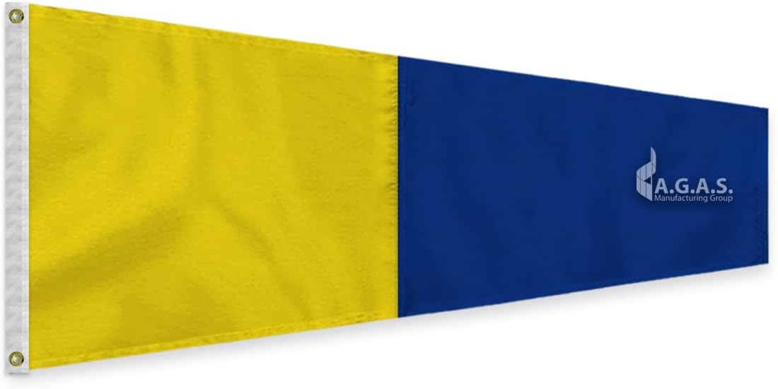 AGAS No 5 Pennant Code of Signals - 8 In x 2 Ft - Printed 200 Nylon - Quadruple Stitched Edges - Solid Brass Grommets Canvas Heading - Number 5 Signal Flag - Size 0.