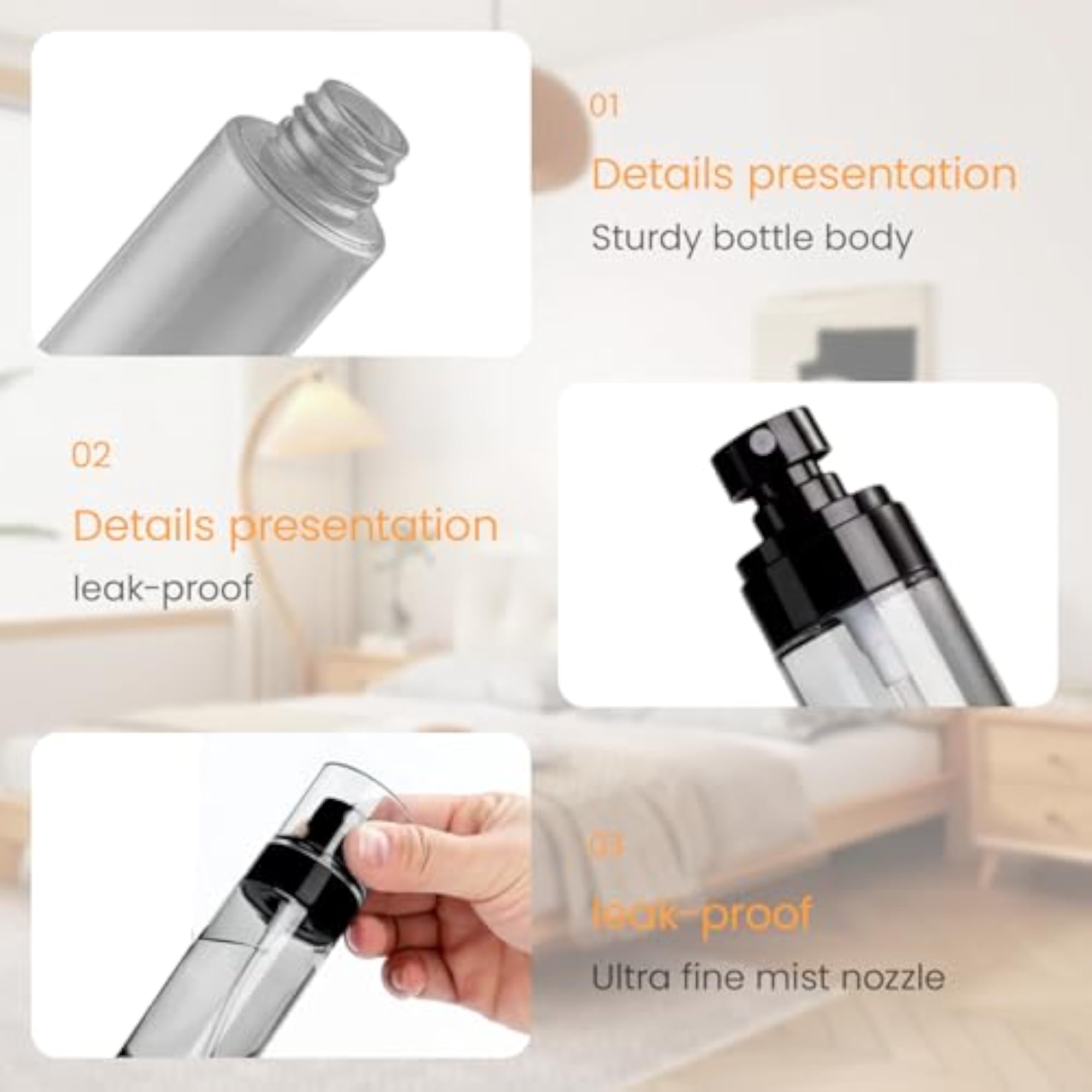 6 Pcs Mini Fine Mist Spray Bottles Set