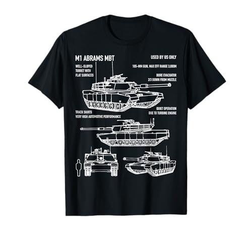 M1 Abrams Tank Recognition Blueprint Diagram T-Shirt