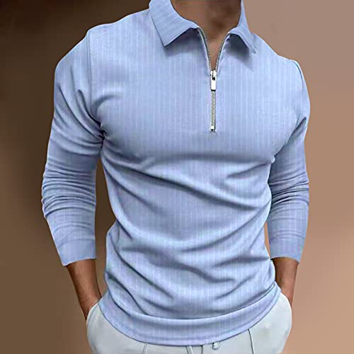 Camisas polo masculinas modernas, patchwork, zíper, gola virada para baixo, manga comprida, para neg