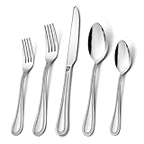 Besteck Set, Homikit 30 teilig Besteckset Essbesteck für 6 Personen, Edelstahl poliert Besteck mit Messer / Gabel / Löffel für Haus Küche Restaurant, Perlen-Rand Griff, Spülmaschinenfest